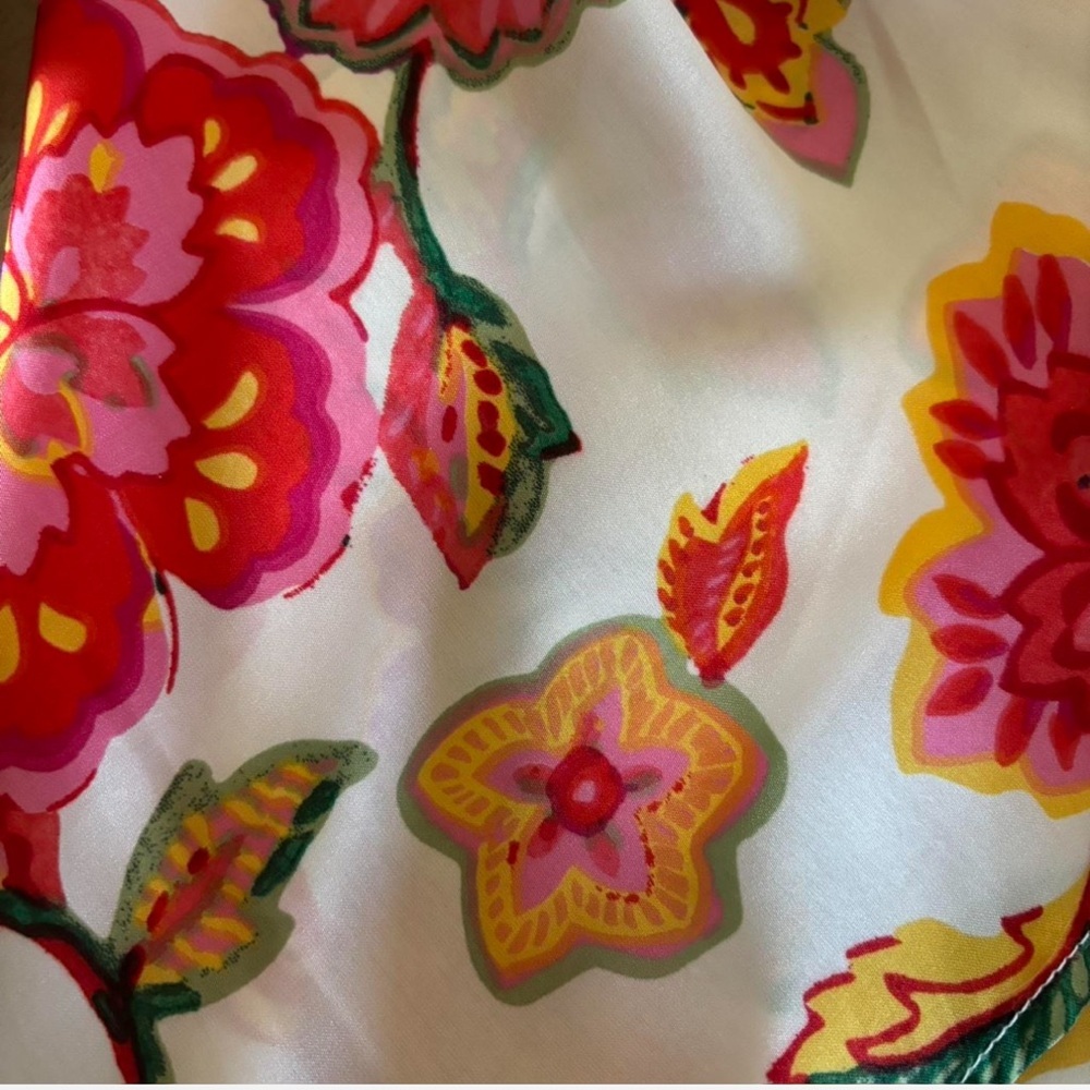 Floral Button-Up Shirt - White With Red Orange Bloom View 3